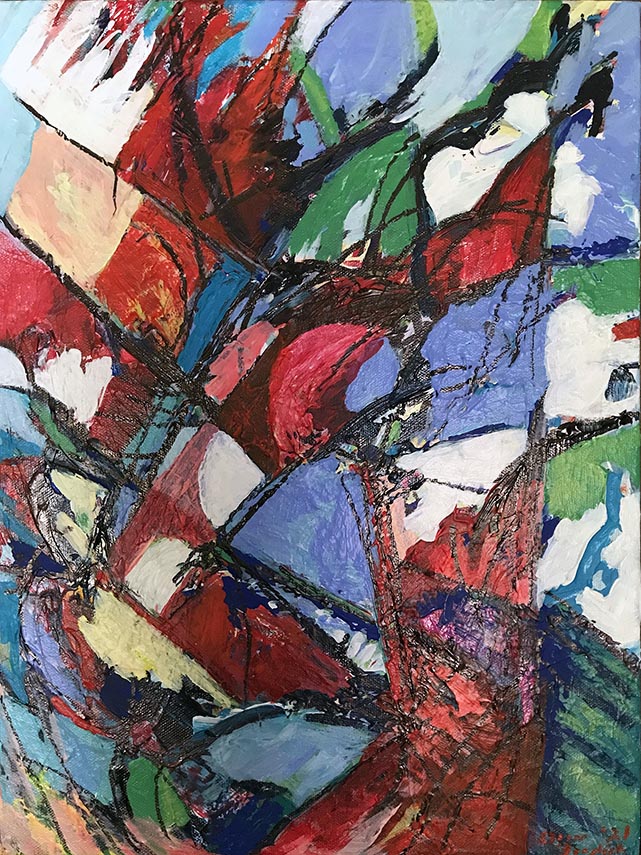 Acrylic and sharpie abstract painting - Conflagration