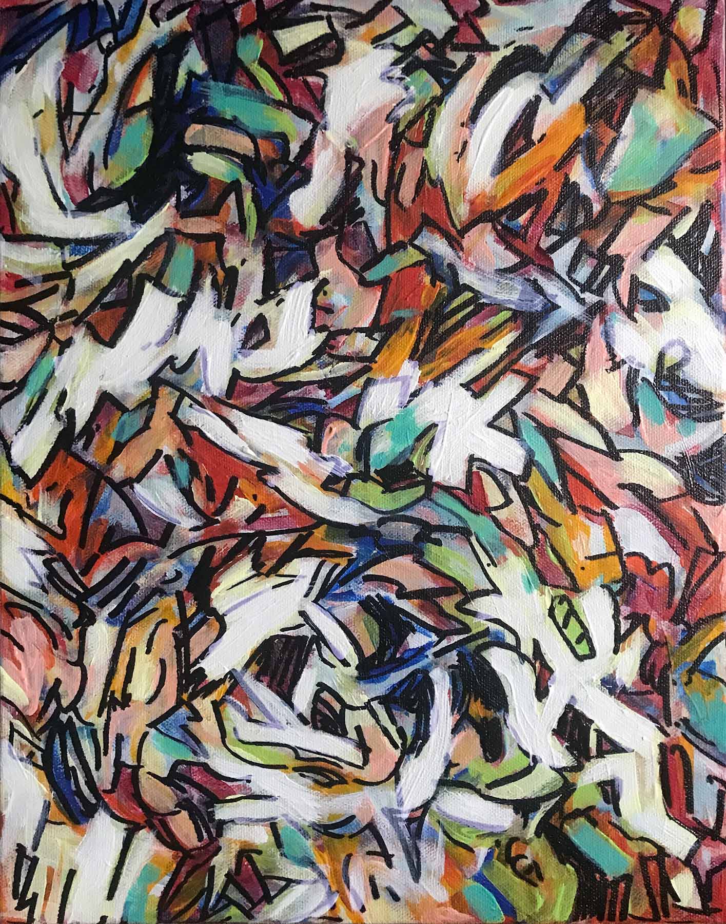 Acrylic and sharpie abstract painting - Jigsaw